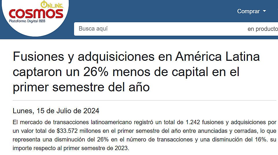 Fusiones y adquisiciones en Amrica Latina captaron un 26% menos de capital en el primer semestre del ao